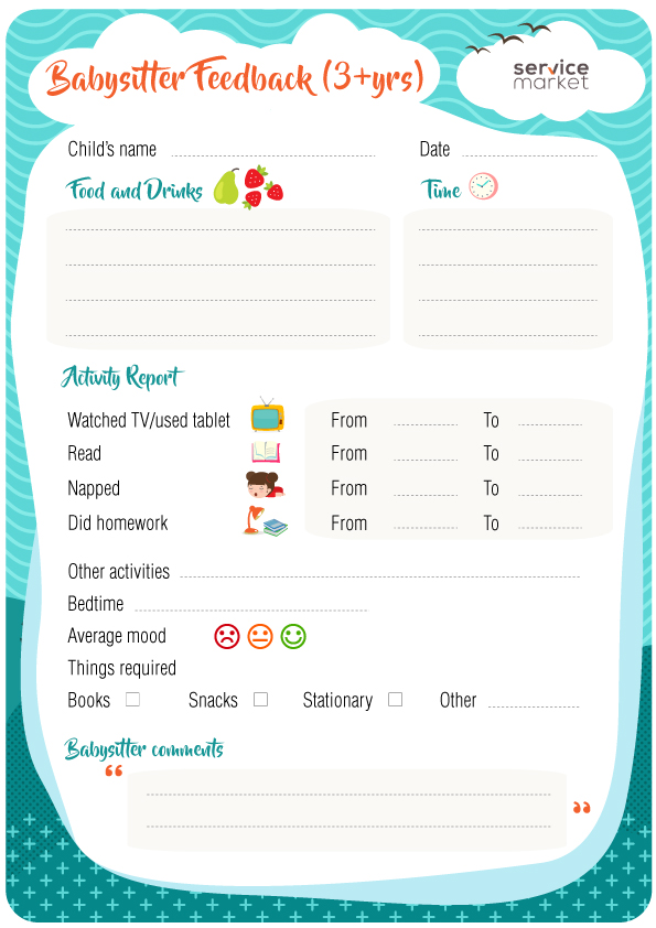 feedback forms for your babysitter in dubai the home information for babysitter